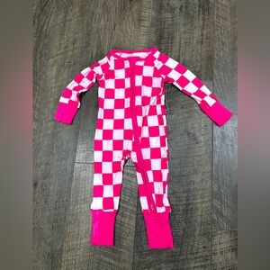 Bright Pink Checkered Bamboo Sleeper newborn
